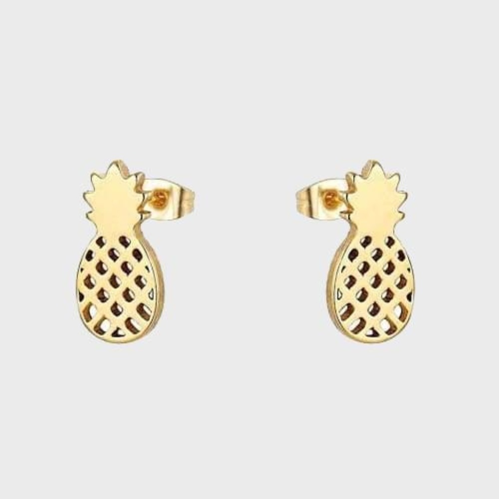 Small Pineapple Gold Stainless Steel Earrings Stud